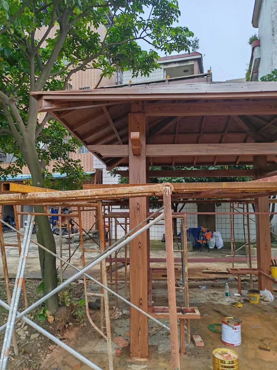 廊架长廊木纹漆厂家电话#廊架长廊#凉亭花架#栈道护栏